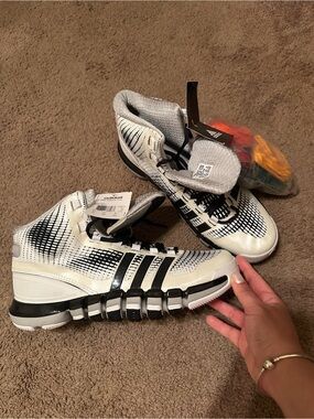 adidas White and Black High-Top Performance Sneakers